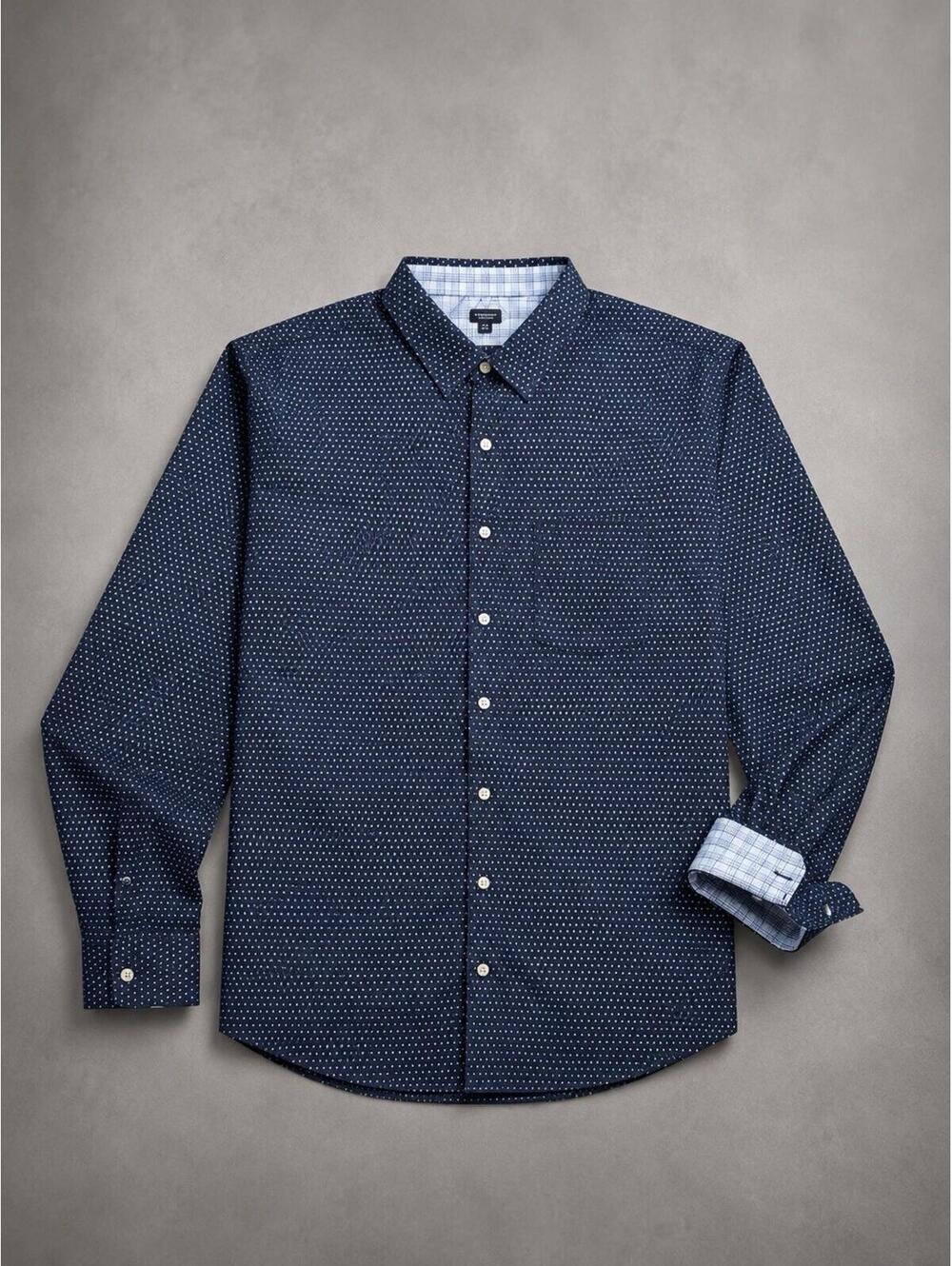 Van Heusen NW T Button Up Shirt Size 3XL Blue Never Tuck Long Sleeve